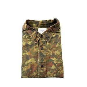 Billy Reid Camo AOP S/S Button Down Cotton Shirt Size 2XL